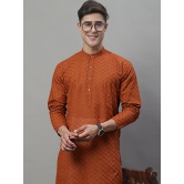 Jompers Men Brown Chikan Kurta Only-XXL / Brown