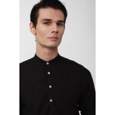 Men Black Slim Fit Solid Full Sleeves Casual Shirt