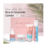 Glamveda Korean Glass Skin Rice & Ceramide Morning 4 Step Skincare Routine For Women with Gift Box | Face Wash, Serum, Moisturizer & Sunscreen