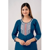 Kapadia - Teal Rayon Womens Straight Kurti ( Pack of 1 ) - None