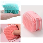 Soft Silicone Bath Brush With Hooks Baby Showers silicon Cleaning Brushes Massage Skin Scrubber Can Scalp Bathing Brush For Cleaning Body Silicon Wash Scrubber