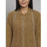 eWools.in Woollen Round Neck Women's Buttoned Cardigans - Brown ( ) - None