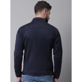 Rodamo Men Navy Blue Denim Cotton Jacket with Patchwork