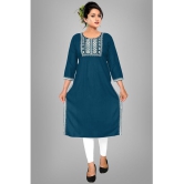 haya fashion - Blue Rayon Women's Straight Kurti ( Pack of 1 ) - None