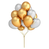 Happy Birthday Letter Foil Balloon Set of (Silver) + Pack of 30 Metallic Balloons (Gold and Silver) with Multipurpose Ribbon 1pc