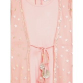 Girls Pink Crepe Ethnic Maxi Dress