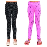 Kids Cave - Black Cotton Blend Girls Leggings ( ) - None