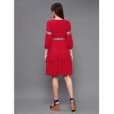 Miss Chase Rayon Solid Above Knee Womens Fit & Flare Dress - Red ( Pack of 1 ) - None