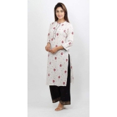 Women's Rayon Hand Work Casual Wear/Ethnic wear/Kurti Palazzo Set Calf Length Kurti Plazo Set for Women (White)