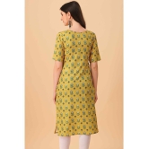 Glomee Crepe Printed Straight Women''s Kurti - Yellow ( Pack of 1 ) - None