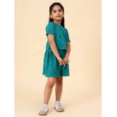 Diaz Turquoise Cotton Girls Top With Skirt ( Pack of 2 ) - None