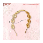 Lykaa Kundan Hairband Floral Design MathaPatti Gold-Plated Hair Band For Women - 1 Pack (Golden) - Multi