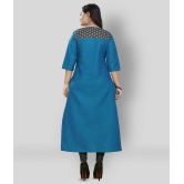 Rangrasiya - Blue Cotton Womens Straight Kurti ( Pack of 1 ) - L