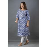 Lee Moda - Blue Cotton Women's Straight Kurti ( Pack of 1 ) - None