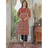 Vbuyz Cotton Printed Straight Womens Kurti - Maroon ( Pack of 1 ) - None