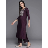 Varanga Viscose Embroidered Straight Womens Kurti - Burgundy ( Pack of 1 ) - None