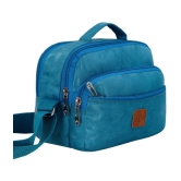 Leather World Blue Solid Messenger Bag - Blue