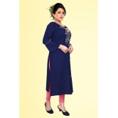 haya fashion - Navy Rayon Women's Straight Kurti ( Pack of 1 ) - None