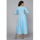 JC4U - Light Blue Cotton Blend Womens Fit & Flare Dress ( Pack of 1 ) - None