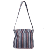 Cotton Sling Bag In Grey With Handwork