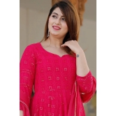 Pink Chikankari Anarkali Suit Set Pink L