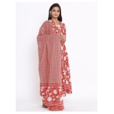 miravan Red Cotton Anarkali Kurti - L