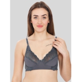 ILRASO - Dark Grey Lace Non Padded Women's T-Shirt Bra ( Pack of 1 ) - None