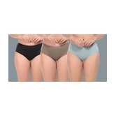 Elina Multicolor Cotton Solid Womens Briefs ( Pack of 3 ) - None