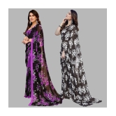 ANAND SAREES Georgette Printed Saree With Blouse Piece - Multicolor ( Pack of 2 ) - Multicolor