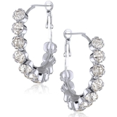 VIVASTRI Silver Hoops Earrings ( Pack of 1 ) - Silver