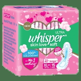 Whisper Ultra Soft Xl, 15 Pads