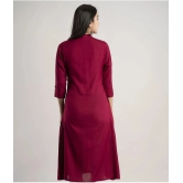 MAUKA - Maroon Rayon Womens A-line Kurti ( Pack of 1 ) - None