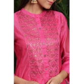 Juniper Chanderi Embellished A-line Womens Kurti - Pink ( Pack of 1 ) - None