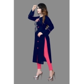 haya fashion - Navy Blue Rayon Women's Straight Kurti ( Pack of 1 ) - None