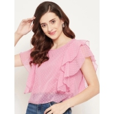 Women Red Ruffles Georgette Crop Top