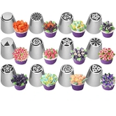 NIDY 13Pcs Russian Piping Tips Cake Cupcake Decorating Set, Baking Supplies Kit-12 Stainless Steel Nozzle Tips,1 Tricolor Nozzle Coupler