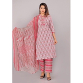 HIGHLIGHT FASHION EXPORT Cotton Printed Kurti With Pants Womens Stitched Salwar Suit - Pink ( Pack of 1 ) - None