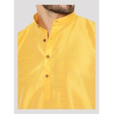 Maharaja - Yellow Silk Regular Fit Mens Kurta Pyjama Set ( Pack of 1 ) - None