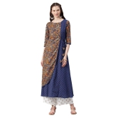 Alena - Blue Cotton Women's Angrakha Kurti - XXL