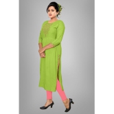 haya fashion - Green Rayon Women's Straight Kurti ( Pack of 1 ) - None