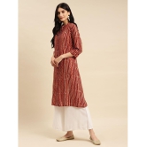 Rangita Women Rayon Rust Tonal Printed Calf Length Kalidar Kurti With Front Button Placket - None