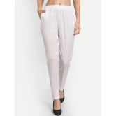 Women White Regular Fit Stretchable Trouser