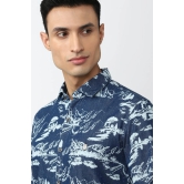 Men Blue Slim Fit Print Full Sleeves Casual Shirt