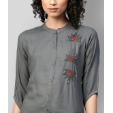 JC4U - Dark Grey Rayon Womens Straight Kurti ( Pack of 1 ) - M