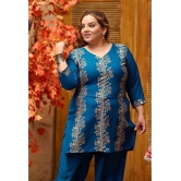 PrettyPlus by Desinoor.com Teal Printed Pant Top Set - None