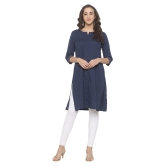 Globus - Navy Viscose Women''s Straight Kurti - M