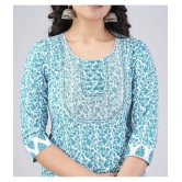 MAUKA Cotton Printed Kurti With Pants Women''s Stitched Salwar Suit - Blue ( Pack of 1 ) - None