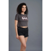 Wise Devil (Dark Grey) Crop-Top for Women by Go Devil XL