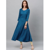 KIPEK - Blue Rayon Women's Flared Kurti ( Pack of 1 ) - None