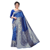 ofline selection Blue Jacquard Saree